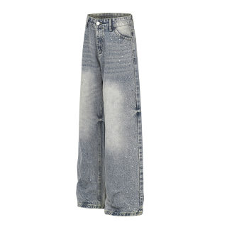 Rhinestone Embellished Wide Leg Jeans | Unisex Streetwear 2