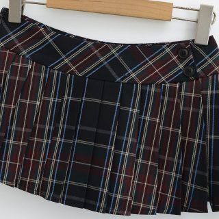 Split Pleated Half Skirt | Plaid Pattern 3