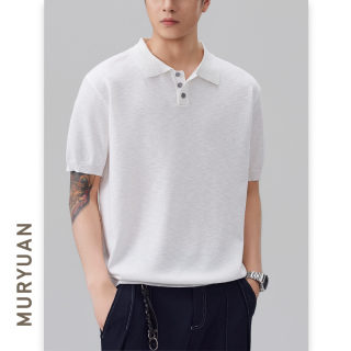 Clean Fit Turn-Down Collar Short Sleeve Knit Shirt | Japanese Fresh Solid Color