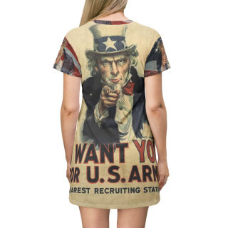 Uncle Sam I Want You Poster T-Shirt Dress | Vintage Patriotic Americana 4