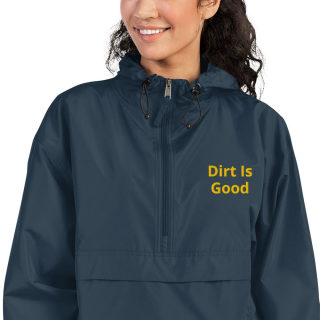 Embroidered Champion Packable Navy Jacket "Dirt Is Good" 17
