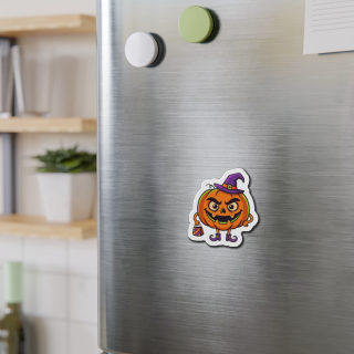 Witch Hat Pumpkin Die Cut Magnet | Halloween Jack-o'-Lantern Sticker Magnet 8