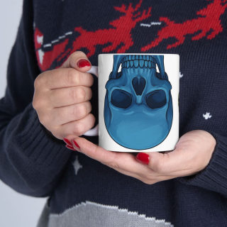 Blue and Orange Skull Pattern Mug | Ceramic Coffee Mug 17