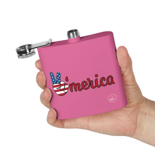'Merica Peace Sign flag design flask, 6oz stainless steel