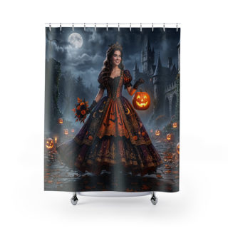 Victorian Pumpkin Witch Shower Curtain | Halloween Haunted Castle 2