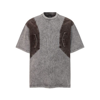 Vintage Distressed Splicing Workwear T-Shirt 3