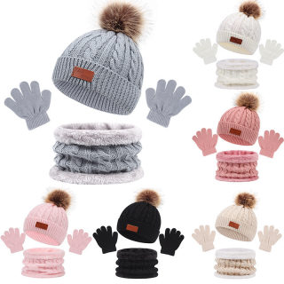 Kids' Autumn/Winter Knit Hat, Gloves & Scarf Set | Single Ball Acrylic