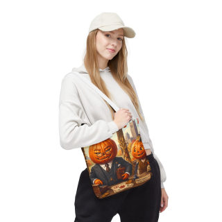Pumpkin Head Businessmen Tote Bag | Halloween Pumpkin City Illustration 67