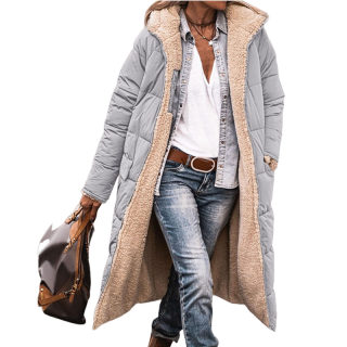 Casual Color-Block Hooded Cotton Coat, Reversible 4