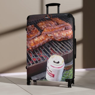 BBQ Ribs Grill Photo Suitcase | Travel Luggage with Barbecue Design 12