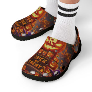Trick or Treat Pumpkin Pattern Kid's Clogs 14