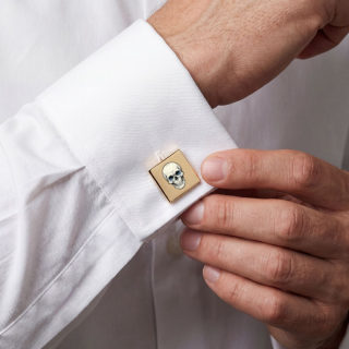 Skull Illustration Cufflinks | Gold Square Cufflinks