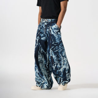 Tie-Dye Bamboo Texture Denim Pants 2