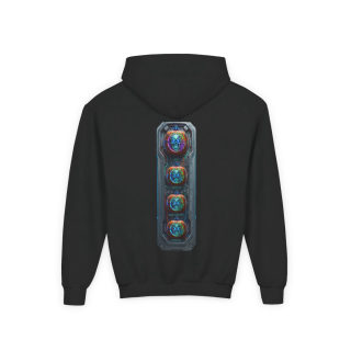 Glowing Cyber Pumpkin Kids Hoodie 51