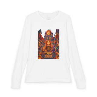 Jack-O'-Lantern Halloween Street Scene Long Sleeve Kids Tee