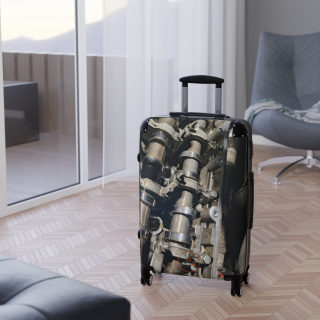 Car Camshaft Print Suitcase | Travel Luggage with Engine Part Motif 14