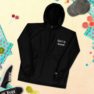 Embroidered Champion Packable Black Jacket "Dirt Is Good" 5