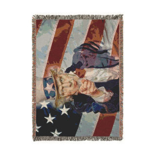 Uncle Sam Pointing Woven Blanket | American Flag Patriotic Throw 10
