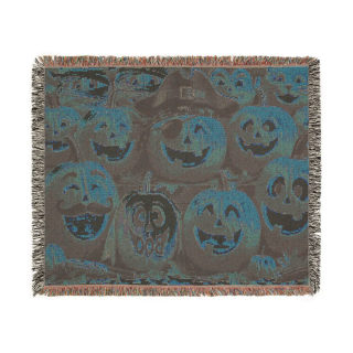 Jack-o'-Lantern Patchwork Woven Blanket | Halloween Pumpkin Throw 5