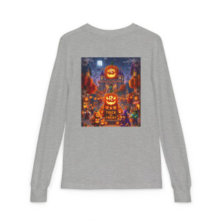 Jack-O'-Lantern Halloween Street Scene Long Sleeve Kids Tee 18