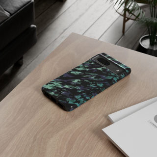 Teal Black Abstract Camo Phone Case 176