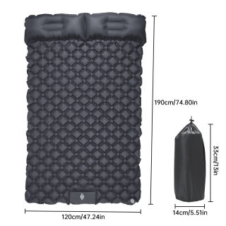 Camping sleeping pad — ultralight inflatable sleeping pad with pillow, 1-2 person