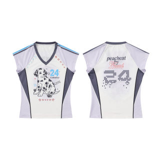 Dalmatian Print V-Neck Sleeveless Cropped Top | Sporty Color Block 4