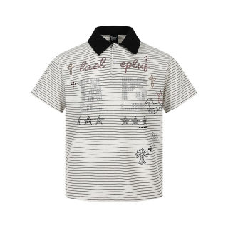Striped Rhinestone Polo Shirt