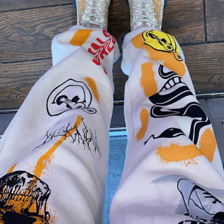 Women's Skull-Print Fleece-Lined High-Waist Pants 4