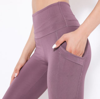 Women's Vertical-Texture High-Waist Yoga Pants