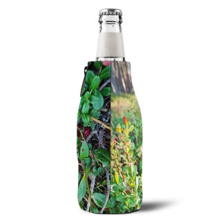 Forest floor berries zip-up bottle cooler sleeve | nature outdoors 5
