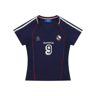 Color-Block Cropped Top | Badge Embroidery Baseball Style 3