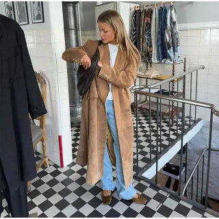 Women's Double-Breasted Lapel Jacket | Long Sleeve Loose Fit