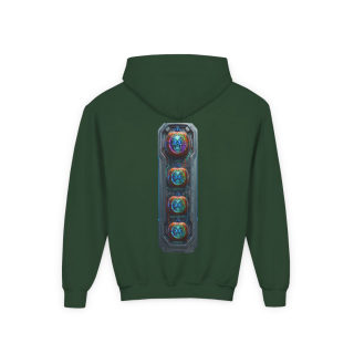 Glowing Cyber Pumpkin Kids Hoodie 55