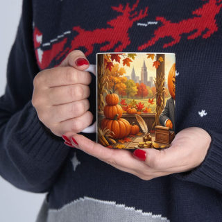 Pumpkin Head Banker Mug | Halloween Fall Autumn Ceramic Coffee Cup 17