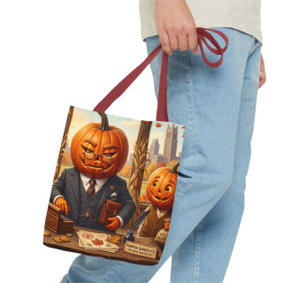 Pumpkin Head Businessmen Tote Bag | Halloween Pumpkin City Illustration 34