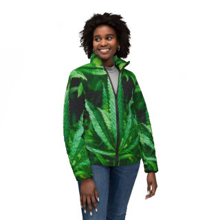 Marijuana Leaf Puffer Jacket | Cannabis Leaves All Over Print 3