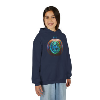 Glowing Cyber Pumpkin Kids Hoodie 44