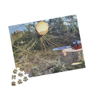 Chainsaw Cutting Tree Stump Puzzle | Woodcutting Scene Jigsaw 3
