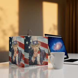Uncle Sam Pointing Light Cube Lamp | Patriotic American Flag Lighting