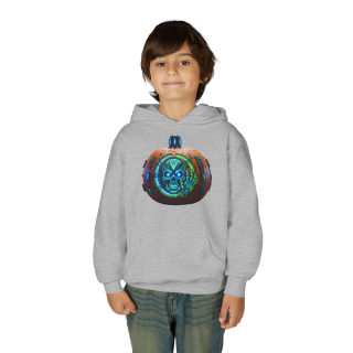 Glowing Cyber Pumpkin Kids Hoodie 20
