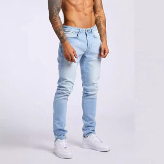 High-Waist Skinny Jeans for Men | Black Slim Fit Sporty Denim Trousers 2