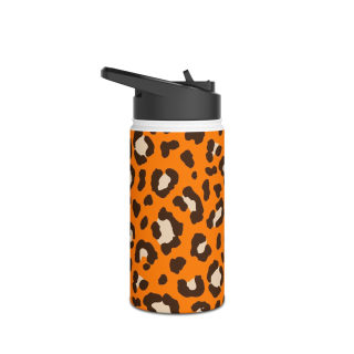 Orange Leopard Print Stainless Steel Water Bottle | Animal Print Bottle 3