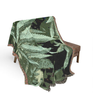 Marijuana Leaf Woven Blanket | Cannabis Plant Throw, Botanical Tapestry 3