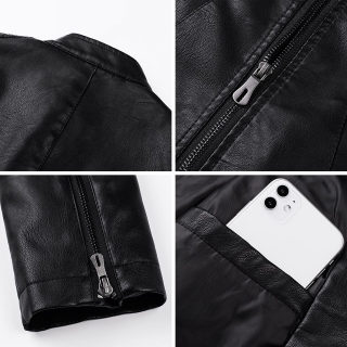 Men's Vintage Motorcycle Leather Jacket | Biker Rivet Pockets PU Coat 6