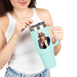 Uncle Sam Pointing Travel Mug | 40oz Insulated Patriotic Tumbler 38