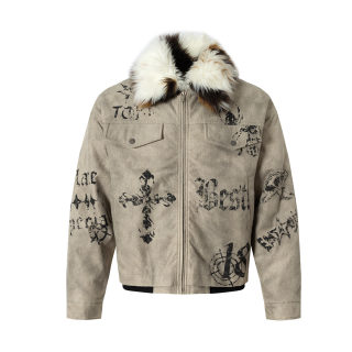 Gothic Cross Print Cotton Jacket | Street Fashion