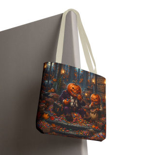 Jack-o'-Lantern Candy Haul Tote Bag | Halloween Pumpkin Scene 112