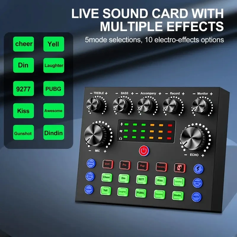 V8S Audio Mixer & Sound Card with Voice Changer, for Streaming and Gaming 4