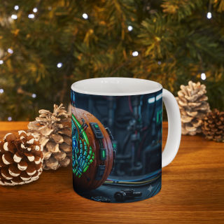 Neon Cyberpunk Pumpkin Skull Mug | Ceramic Coffee Cup 15